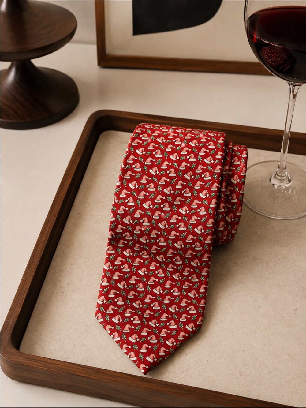 Vineyard Vines Santa Hat Holiday Christmas Silk Tie in Classic Red 🎅🎄